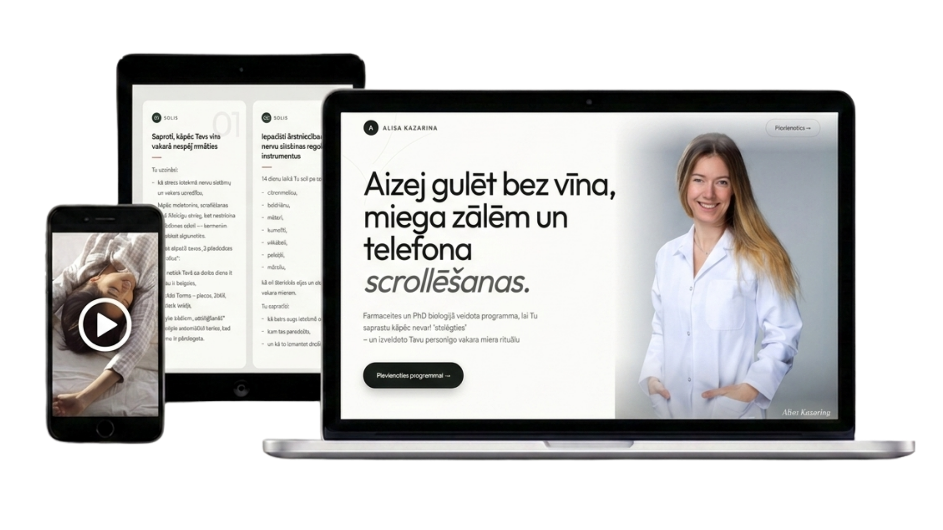 Programmas mockup — dators, planšete un telefons